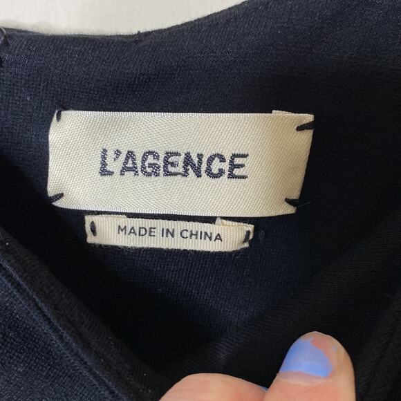 L’Agence Sleeveless Midi Dress Color Noir Solid Black Heavy Womens Size Small - Picture 3 of 6